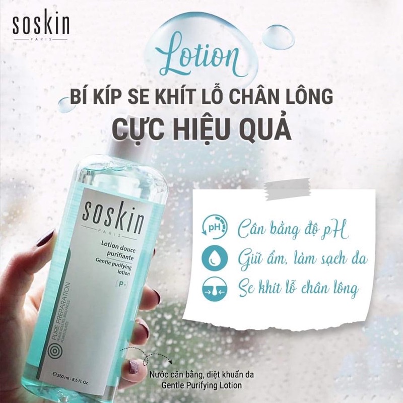 Nước Cân Bằng SOSKIN Se Khít Lỗ Chân Lông, Giảm Mụn Dành Cho Da Dầu,Mụn 250ml