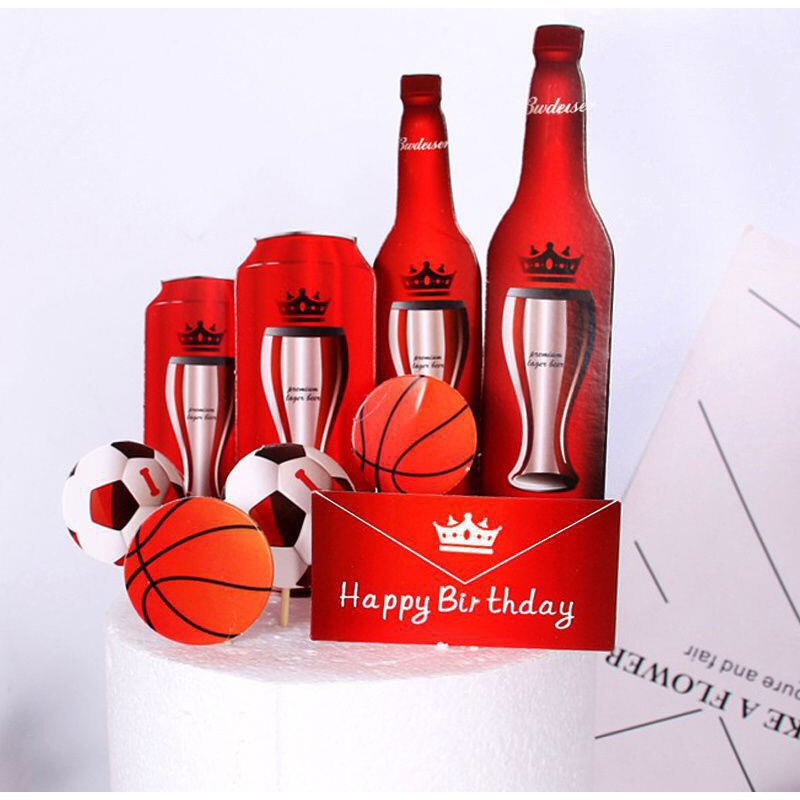 Set cắm bia hiện đại - Set cắm giấy bia đỏ siêu đẹp - Dụng cụ trang trí sinh nhật
