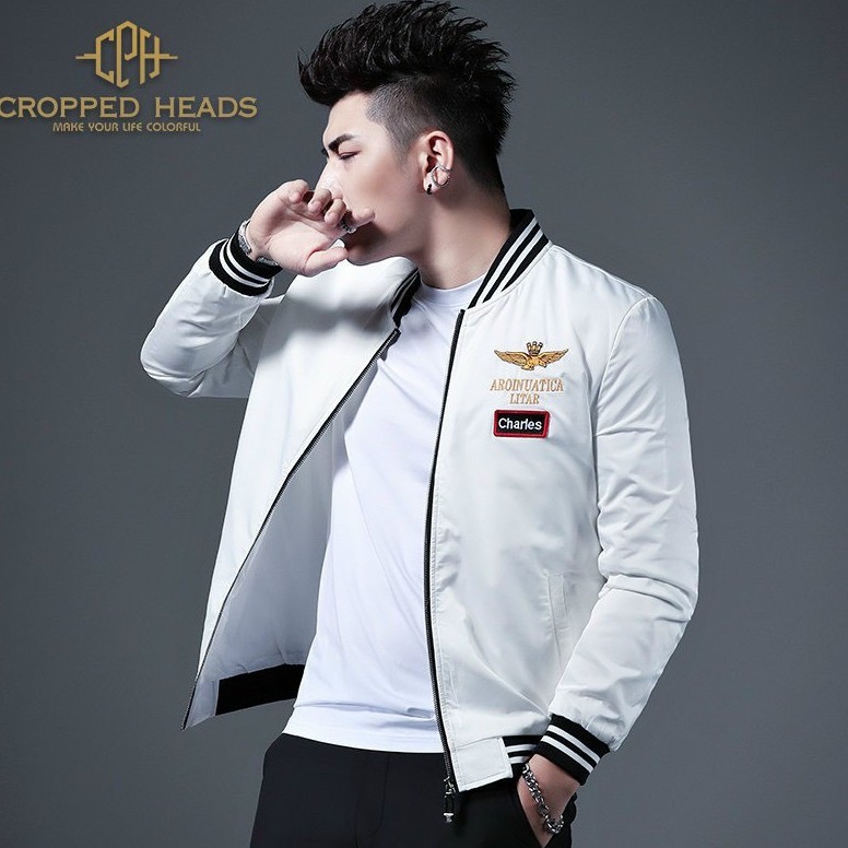 Áo khoác dù nam julido store, áo khoác nam hai lớp màu trắng thêu hình đại bàng logo đẹp cao cấp kdn004