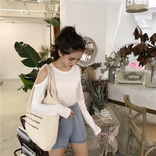 Áo pull trơn khoét vai
