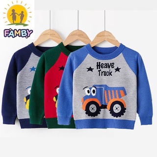 Áo len cho bé trai thời trang trẻ em thu đông 2 đến 8 tuổi siêu xe  cute Famby