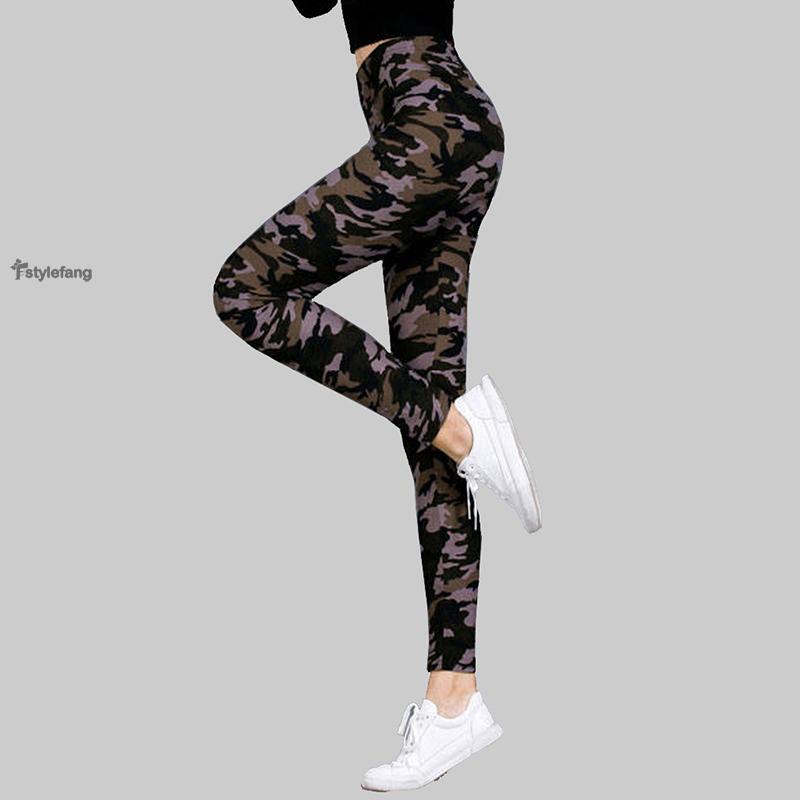 Quần legging nữ tập Yoga co dãn họa tiết rằn ri quân đội gợi cảm