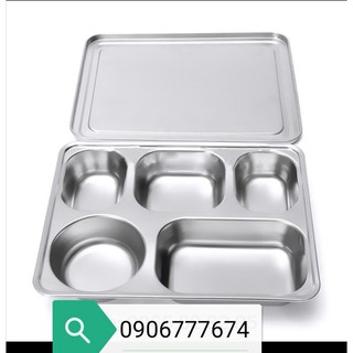 KHAY CƠM 5 NGĂN SÂU LÒNG NẮP INOX