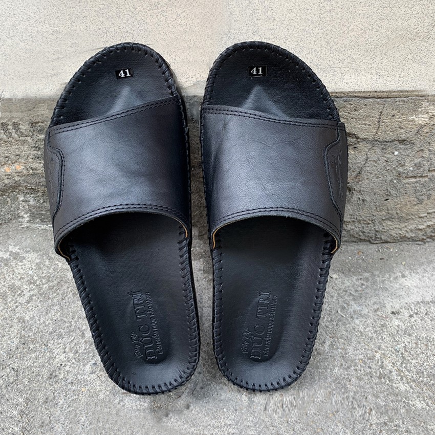 Dép Nam Da Bò Cao Cấp Quai Ngang Trẻ Trung V57