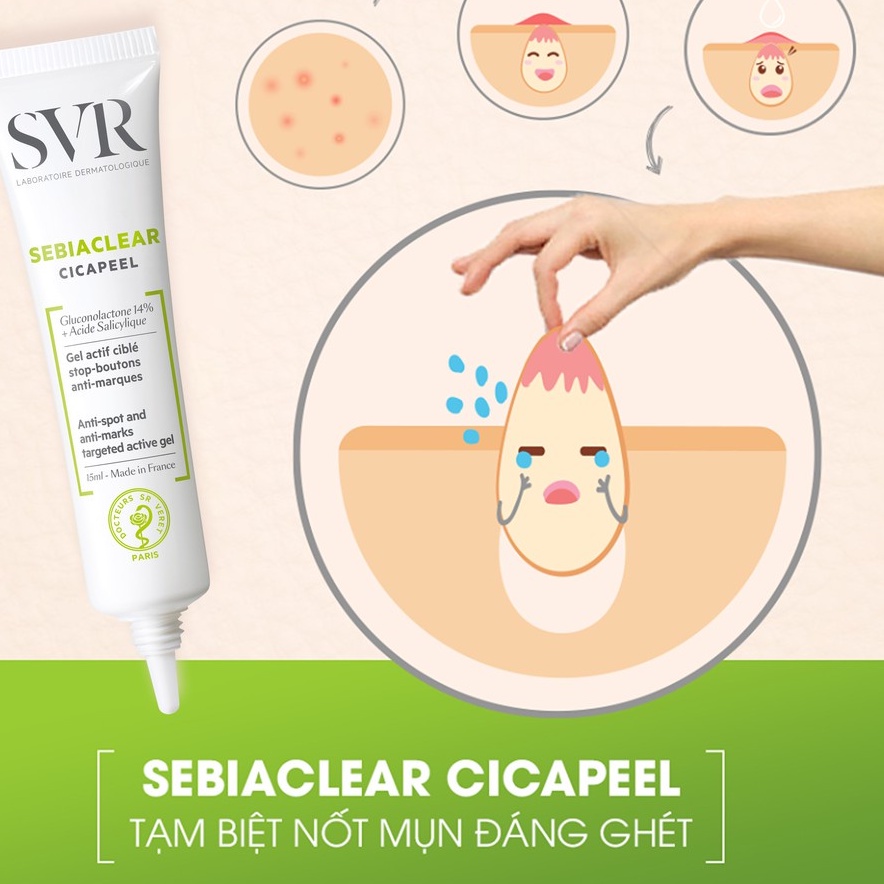 Gel làm giảm mụn SVR SEBIACLEAR Cicapeel 15ml