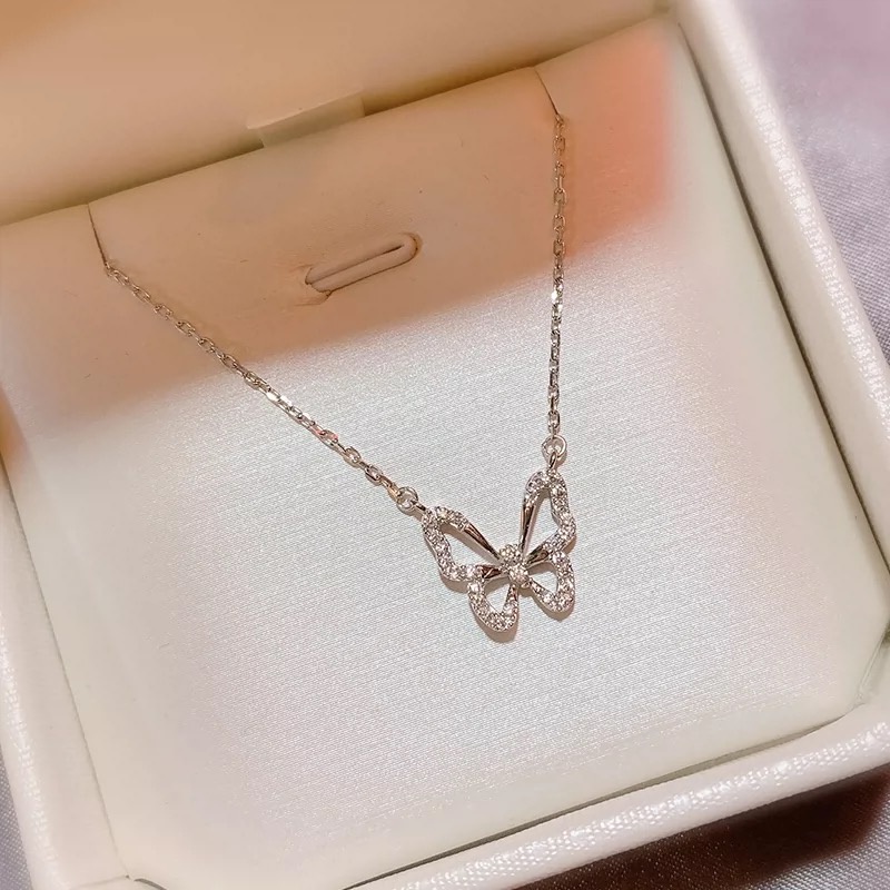 Vòng cổ Mặt Hình Bướm Đính Đá Đơn Giản Thời Trang