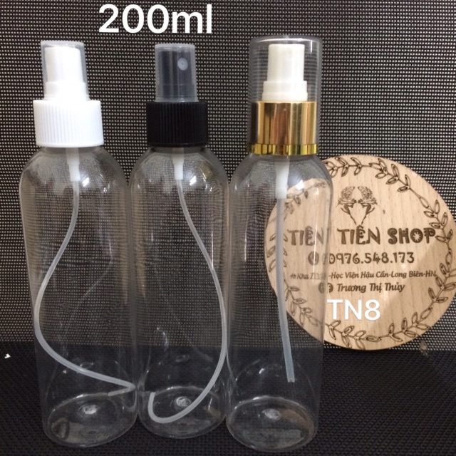Chai nhựa trong 200ml đầu xịt phun sương