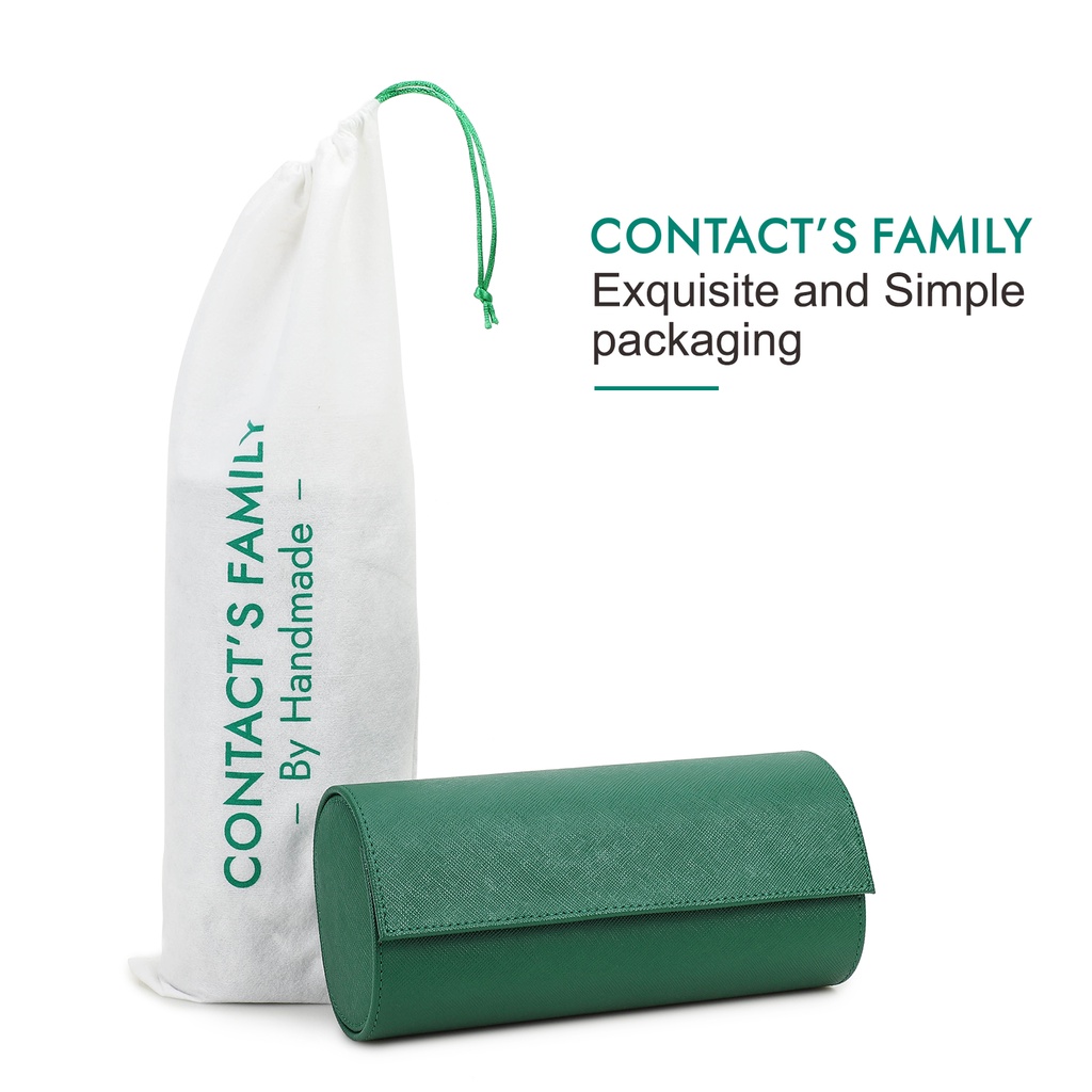 CONTACT'S FAMILY Hộp Đựng Đồng Hồ Bằng Da Thật Cao Cấp Dạng Cuộn 3 Ngăn Màu Sắc Thời Trang Chất Lượng Cao Cho Gia Đình