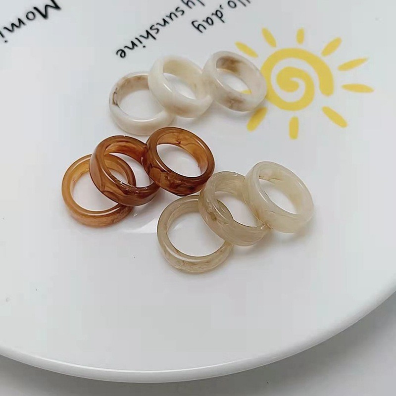 Nhẫn Nhựa Resin Thiết Kế Đơn Giản Phong Cách Hàn Quốc Dễ Thương Cho Nữ C335