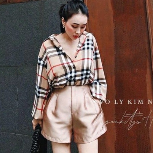 Áo sơ mi caro BB phôm rộng vải cao cấp