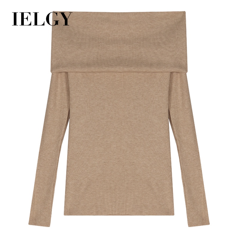 Áo sweater dệt kim IELGY dáng rộng thiết kế thoải mái có một dây khóa cho nữ