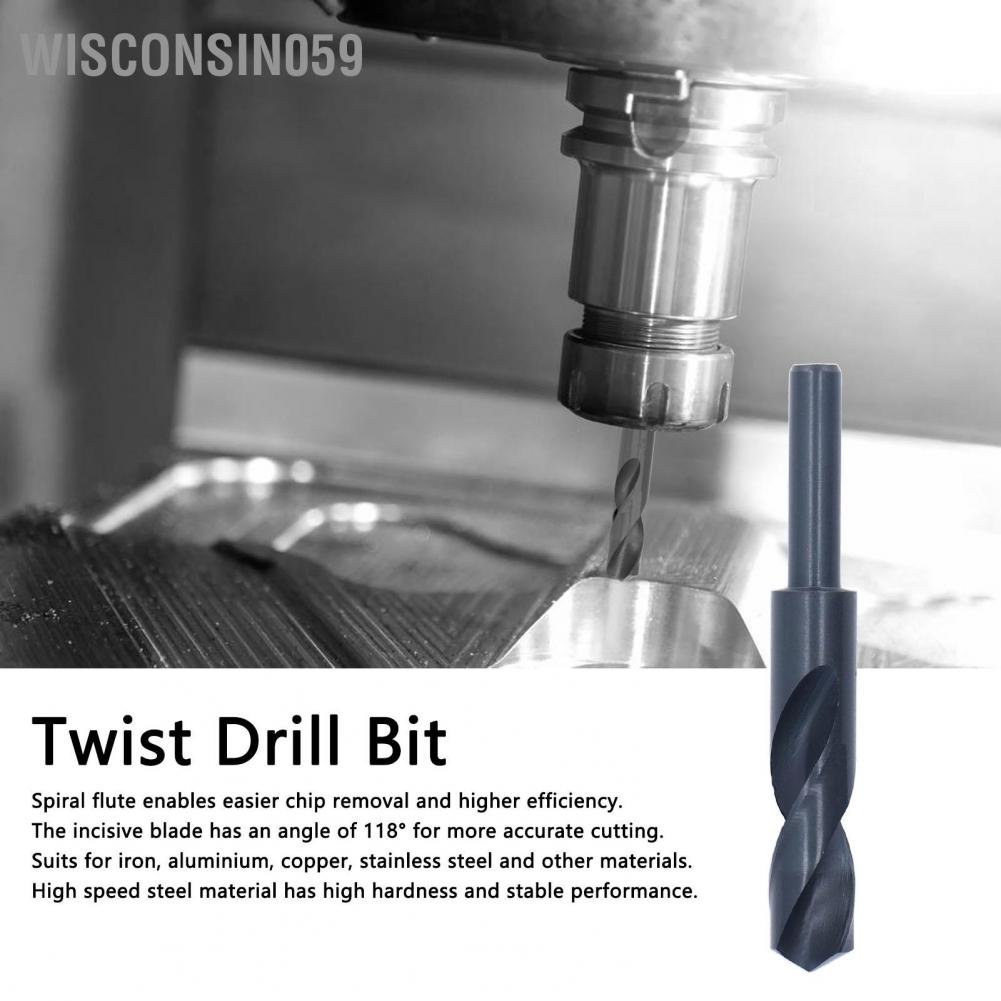 Wisconsin059 Twist Drill Bit High Speed Steel 1/2in Straight Shank 21mm Blade Drilling Tool Black