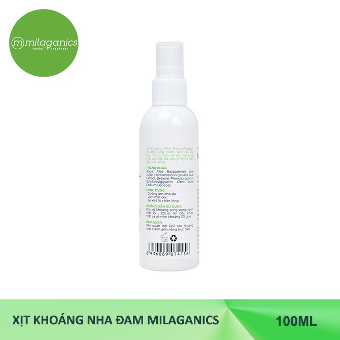 Xịt Khoáng Nha Đam Milaganics 100ml | BigBuy360 - bigbuy360.vn