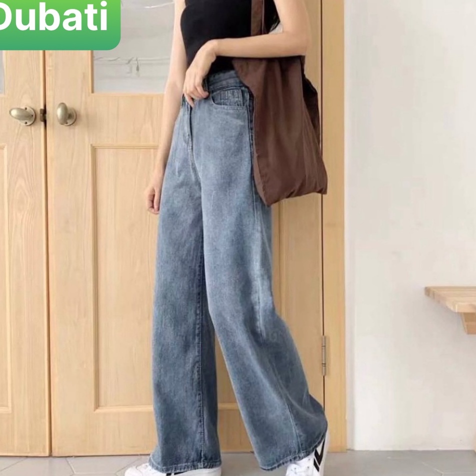 QUẦN BAGGY JEAN NỮ XUÔNG CHẤT BÒ ĐEN XÁM XANH ỐNG SUÔNG RỘNG DÀI LƯNG CAO NÂNG MÔNG HOT MÙA HÈ- DUBAITI FASHION