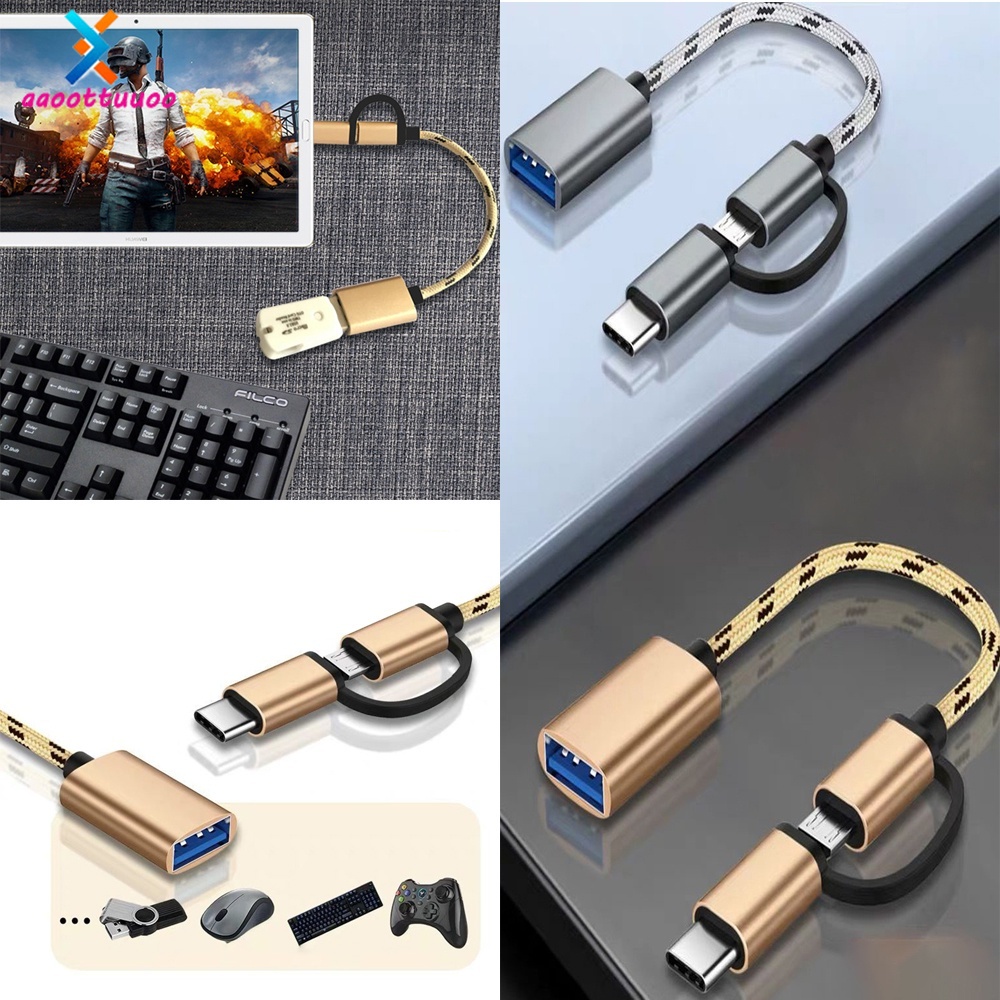 Cáp Chuyển Đổi Dữ Liệu 2 Trong 1 OTG Micro USB Type-c Cho Huawei Xiaomi