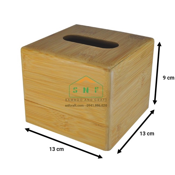 Hộp Đựng Khăn Giấy Vuông Bằng Gỗ Tre Tự Nhiên - SNF Bamboo and Craft