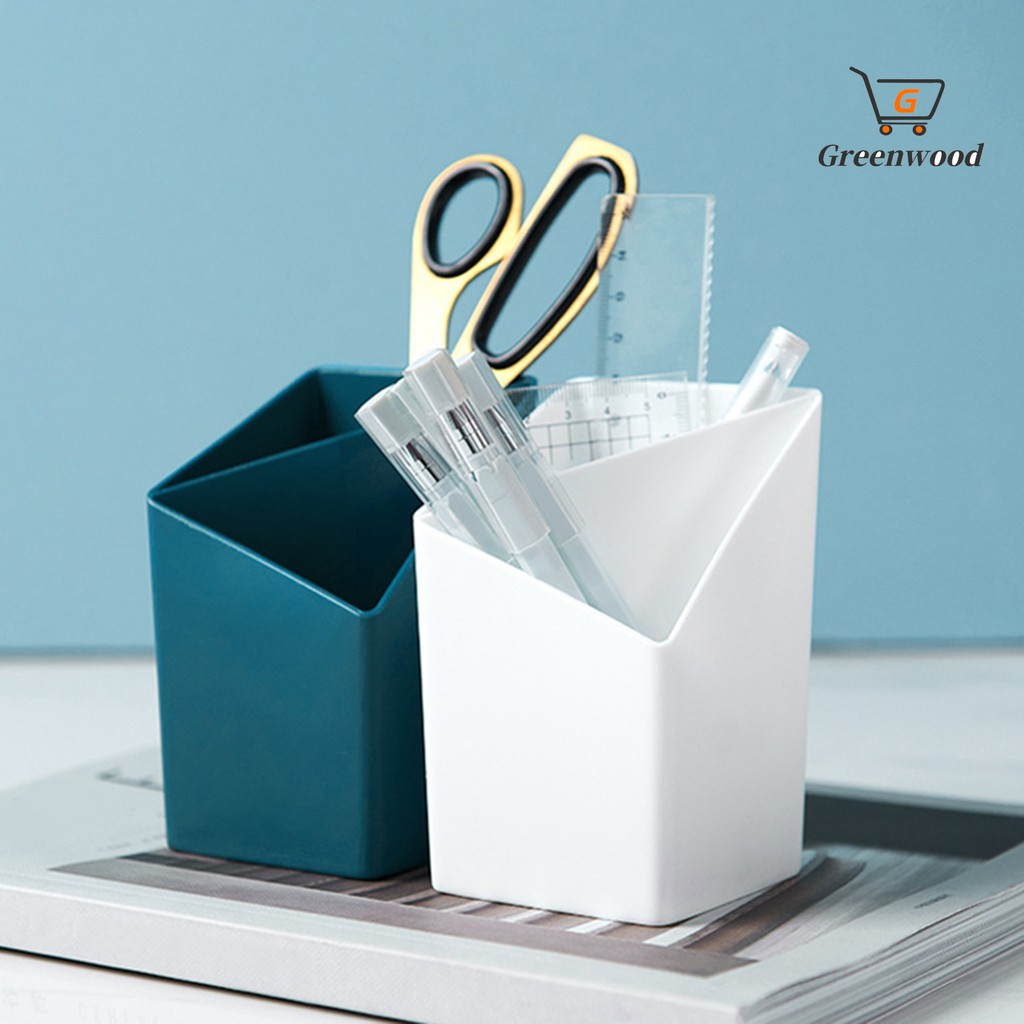 Green-Office Desktop Stand Pencil Holder Stationery Organizer Makeup Brush Storage Box