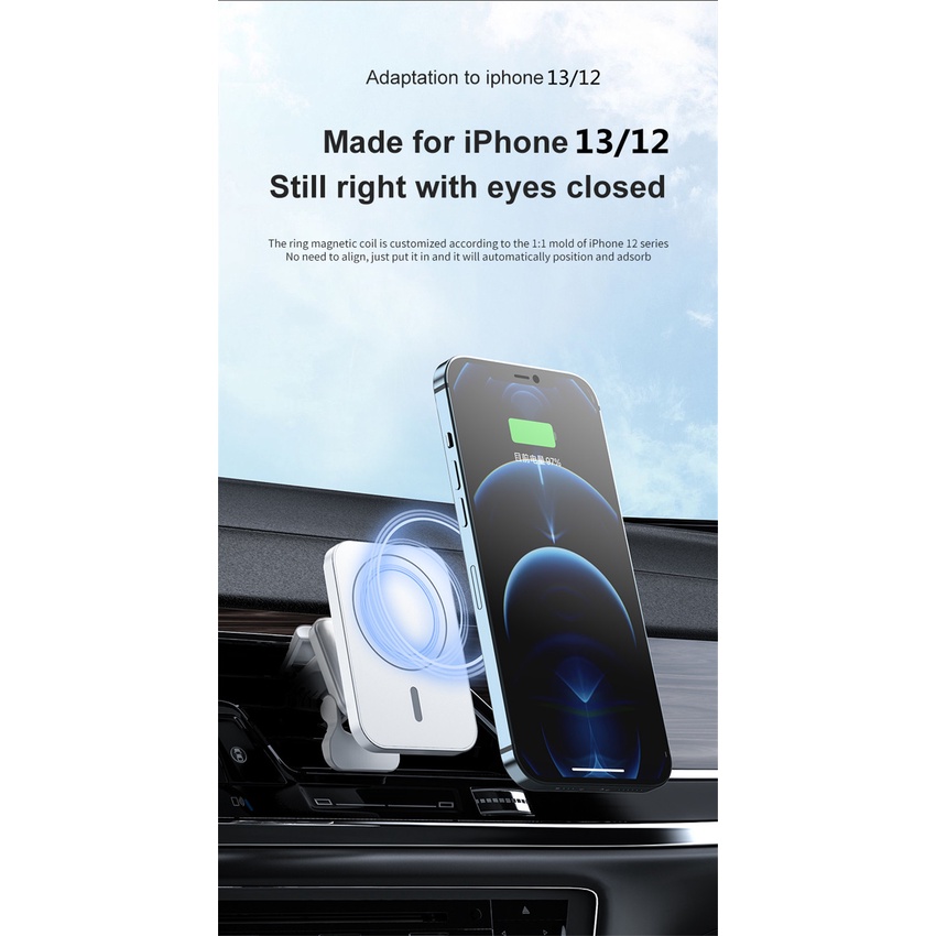 Đế Sạc Điện Thoại Không Dây Có Nam Châm 15W Cho iPhone 12 13 14 Pro Max
