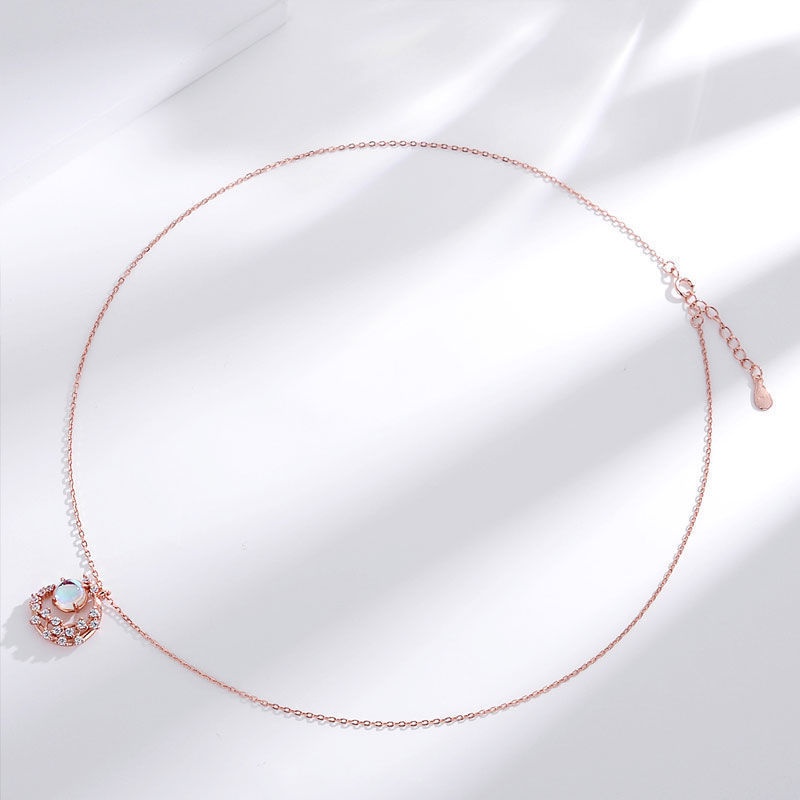 Vòng cổ kim loại mặt hình mặt trăng ngôi sao đính đá zircon đơn giản sáng tạo thời trang cho nữ