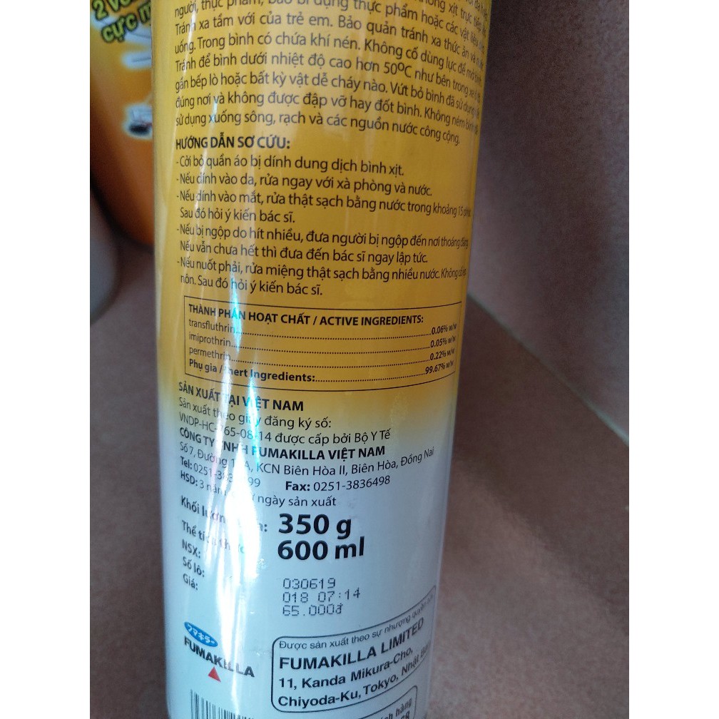 Bình xịt côn trùng Jumbo Vape hương cam chanh/ Lavender/ Không mùi 600ml