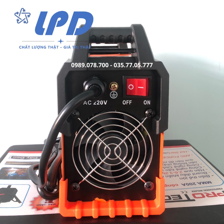 Máy Hàn mini Protech MMA 200A chuyên que 2.5-3.2ly hộp nhựa bảo quản chắc chắn