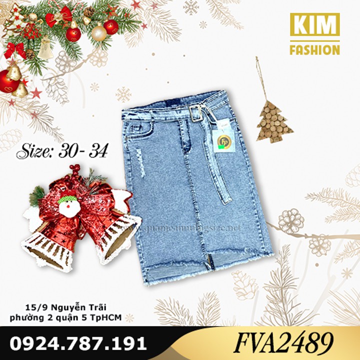 Chân Váy Jean Co Giãn Bigsize FVA2489 Size 30-34