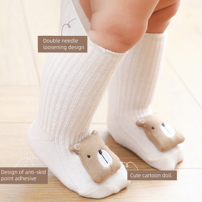 Tất cotton chống trượt in họa tiết hoạt hình dễ thương thời trang thu đông cho bé 1-3 tuổi