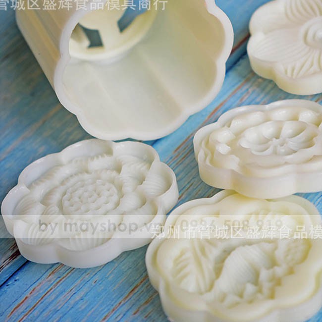 Khuôn trung thu 4 mặt Sen, Hướng dương (50g)/ KTT1