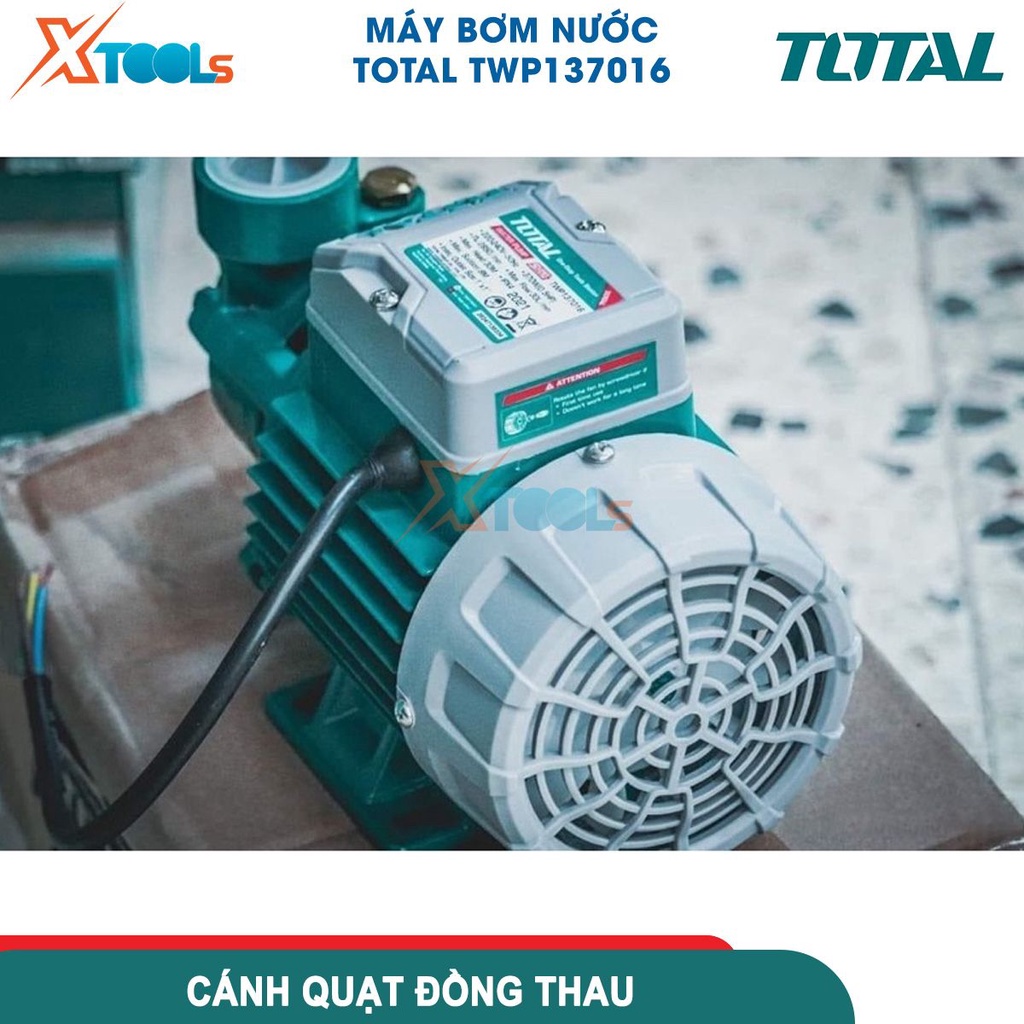 Máy bơm nước TOTAL TWP137016 370W(0.5HP), cánh quạt đồng thau, motor dây nhôm, hút sâu 8m - [CHÍNH HÃNG][XTOOLS]