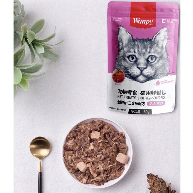 Pate Wanpy dành cho mèo kén ăn gói 80gr