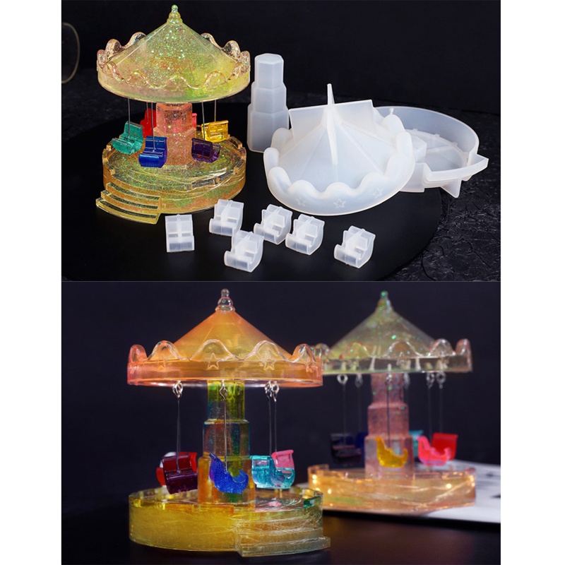 Bộ Khuôn Silicone Làm Ghế Xoay Hình Vòng Quay Ngựa Gỗ DIY