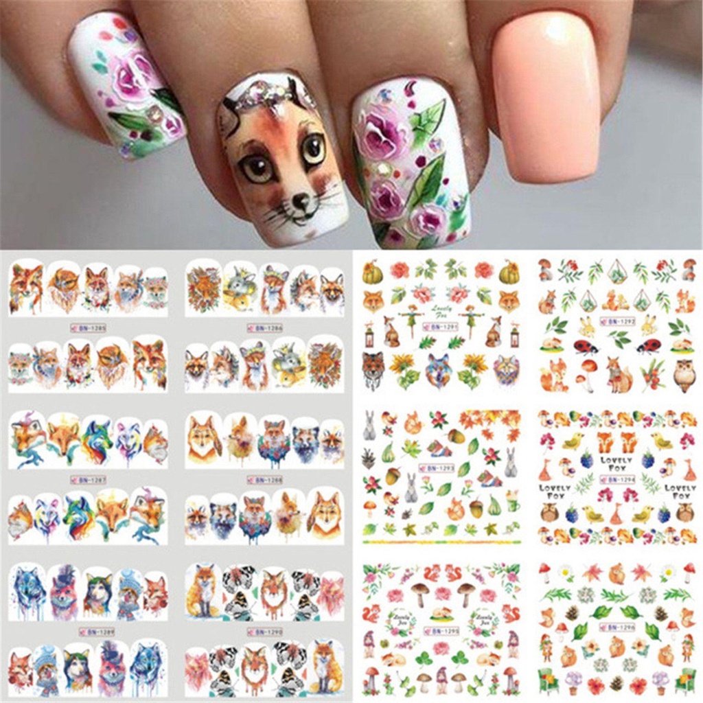 Miếng Dán Móng Tay Hình Trái Tim Cực Quang DIY