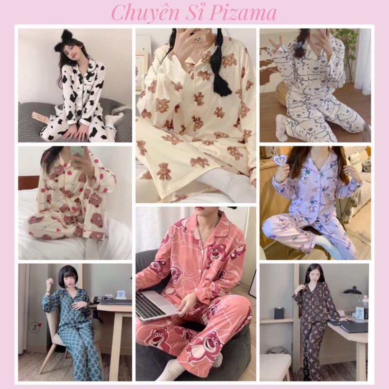 Bộ ngủ pizama dài tay kate lụa loại 1 yêu luôn