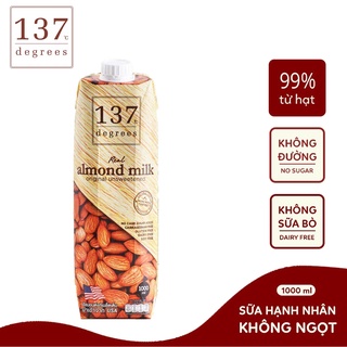 HỘP 1 LÍT SỮA HẠT HẠNH NHÂN NGUYÊN CHẤT KHÔNG ĐƯỜNG ALMOND MILK UNSWEETENED ORIGINAL 137 DEGREES