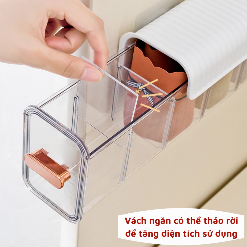 Hộp đựng đồ lót tất vớ treo tủ chia ngăn tiện lợi khay nhựa cao cấp đựng đồ tiện lợi đa năng