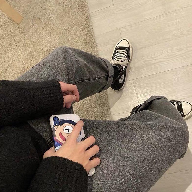 Quần Jean Baggy Nam Xanh Rách Gối Ống Rộng Dáng Suông Đứng Chất Vải Mịn Ít Phai Màu Không Bai Gião