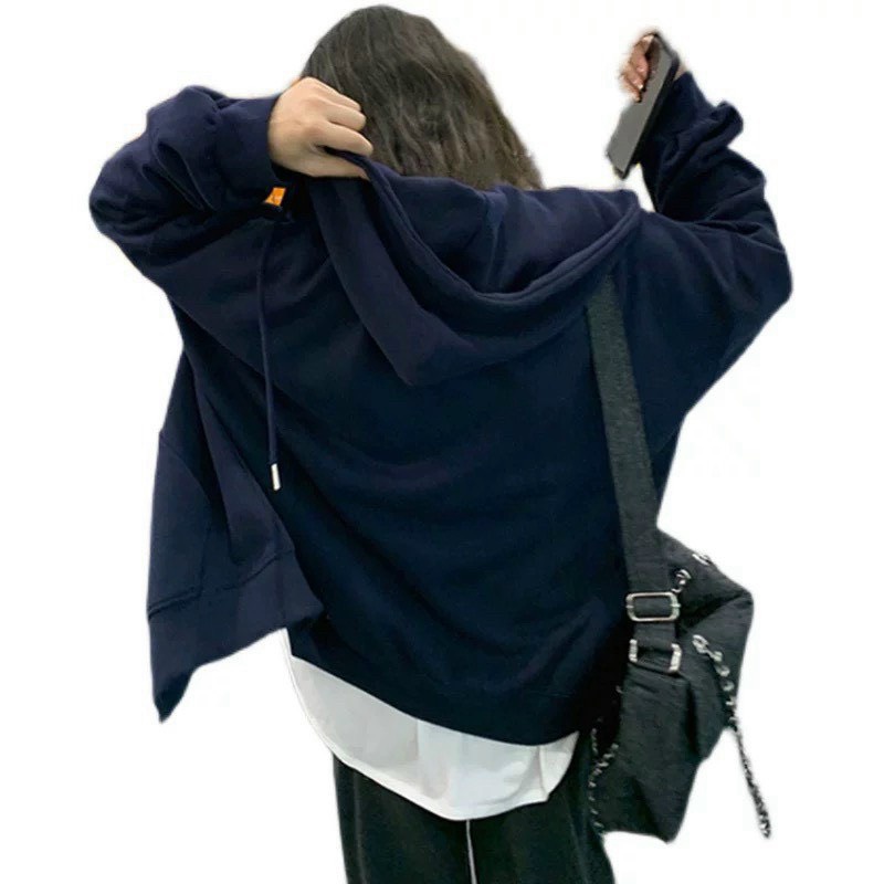 áo khoác Hoodie Nữ Phối Họa Tiết Nhỏ Xinh chỉ 1 Màu Xanh Than Đẹp độc Thời Trang hhp 2022