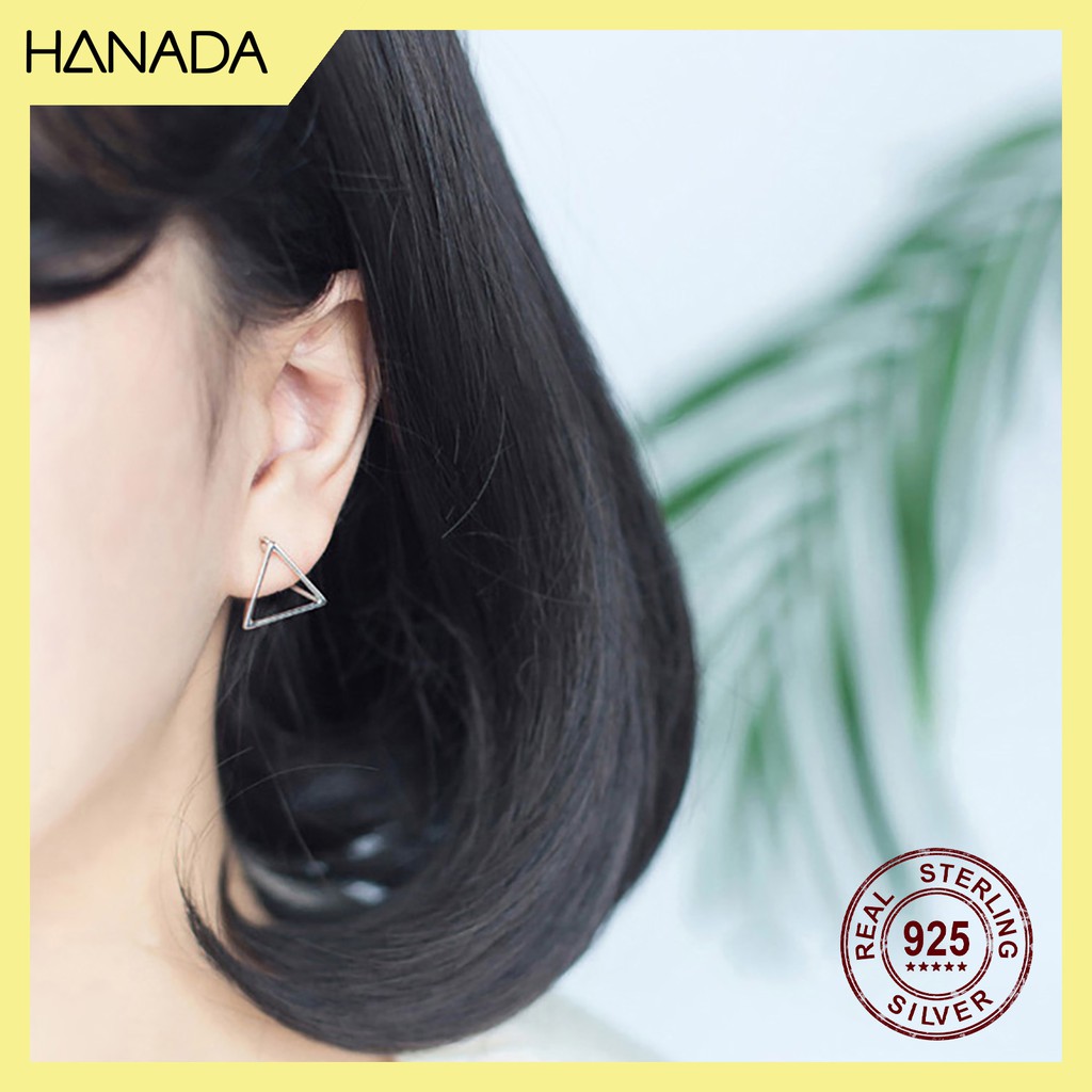 Bông Tai Bạc 925 Hanada Tam Giác 3D 0458 C6