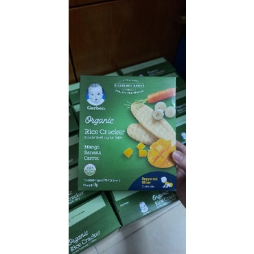 Bánh gạo hữu cơ ăn dặm Gerber Organic vị chuối xoài cà rốt -48g