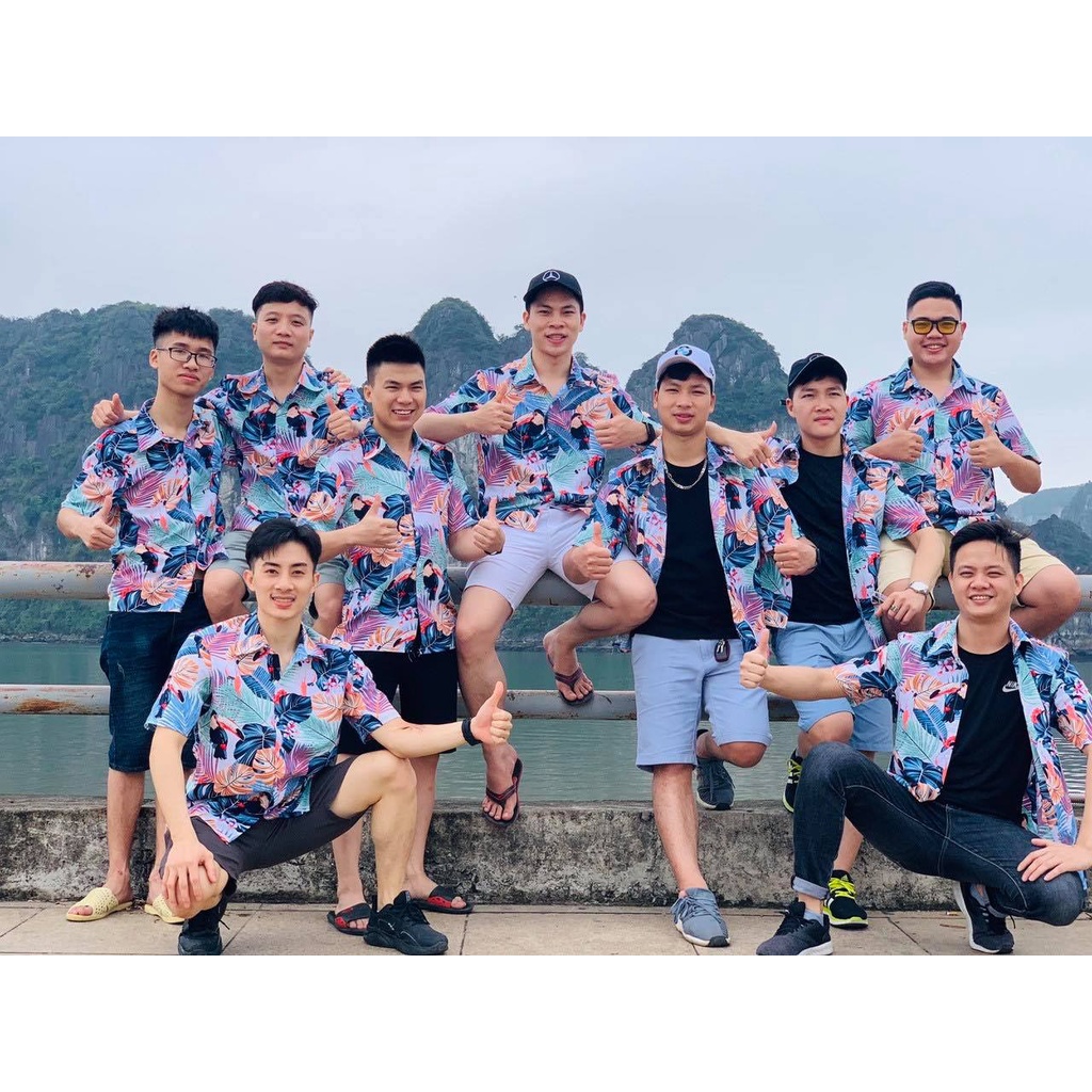 Bộ quần áo hình hoa lá đi biển cho nhóm nam nữ gia đình đồ đôi du lịch -SAMSAM