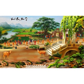 Tranh thêu phong cảnh : kt 160*75 cm