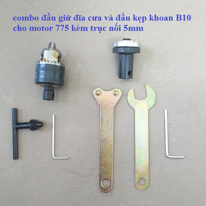 combo đầu giữ đĩa cưa và đầu kẹp khoan B10 cho motor 775