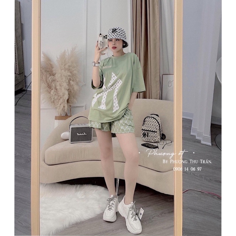 Set Bộ Thể Thao Chữ NN Áo Cộc Quần Đùi Siêu Chất-Bộ Đồ Thun Phông Nữ Mặc Nhà Ulzzang Form Thụng Tay Lỡ Hot Hit