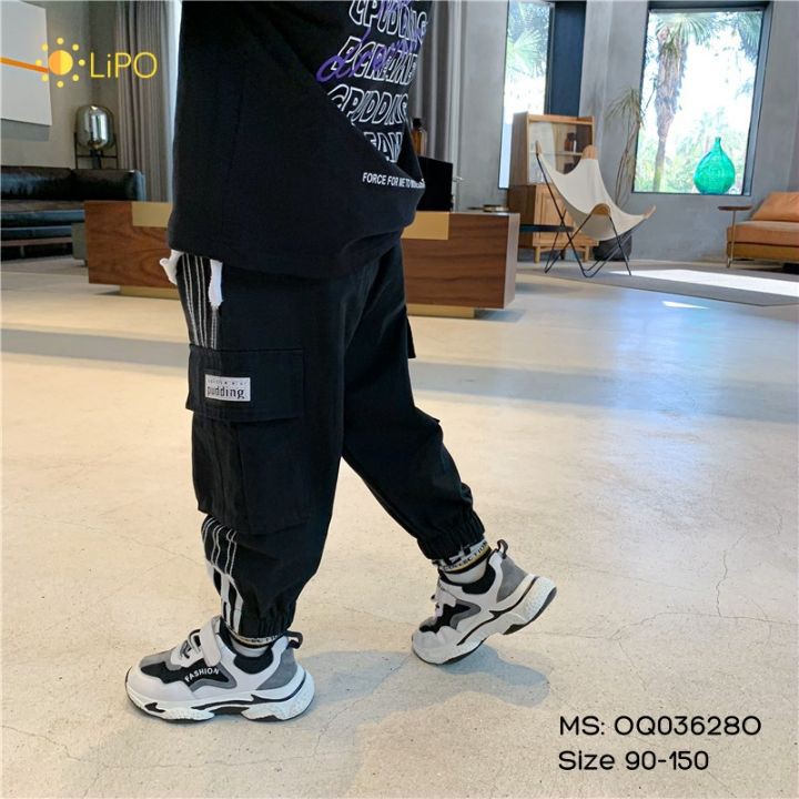 Quần kaki jogger cho bé trai màu đen thời trang Hàn Quốc cực chất, Quần jogger đen trẻ em cao cấp size 2-9 tuổi - OQ036