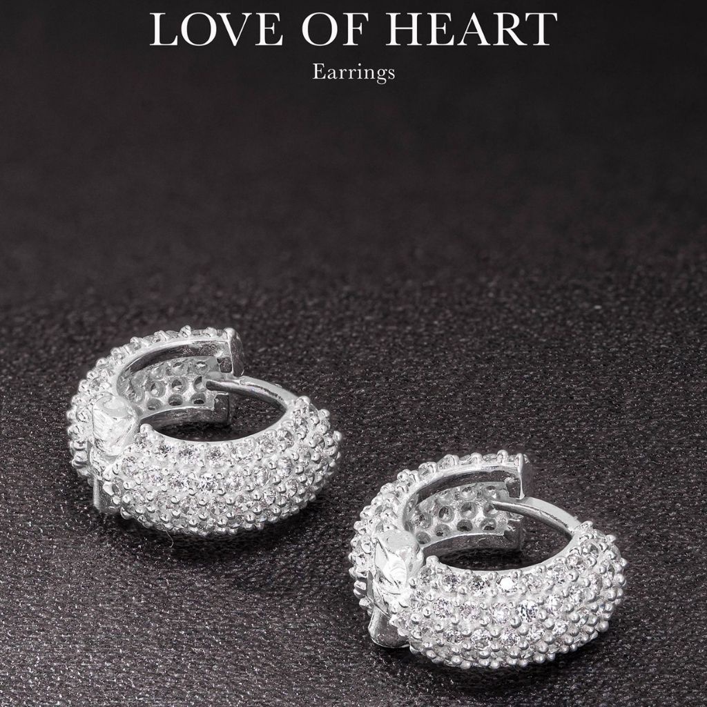 Khuyên tai bạc nam, nữ HeliSilver Love of Heart S925 KTB197