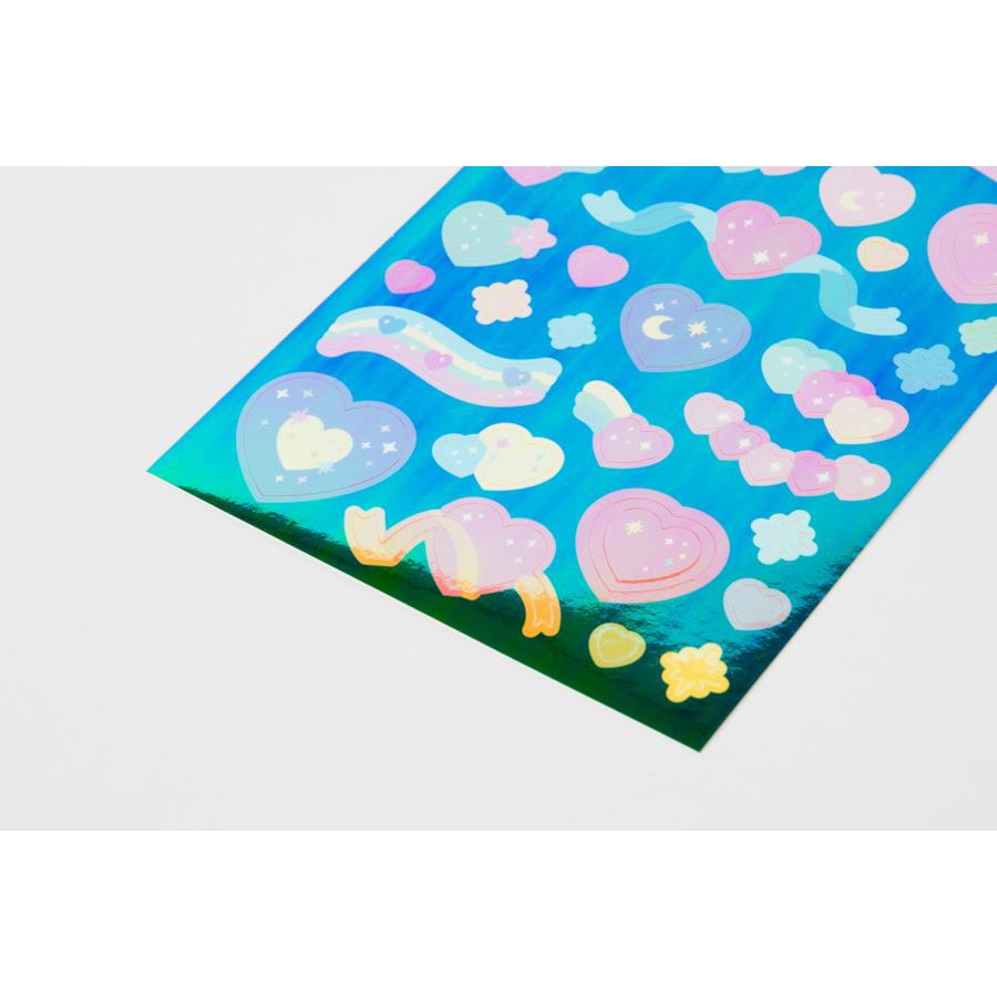 Set 2 Tấm Sticker ARTBOX Hàn Quốc Hình Trái Tim Phủ Màu Cực Quang Sáng Tạo