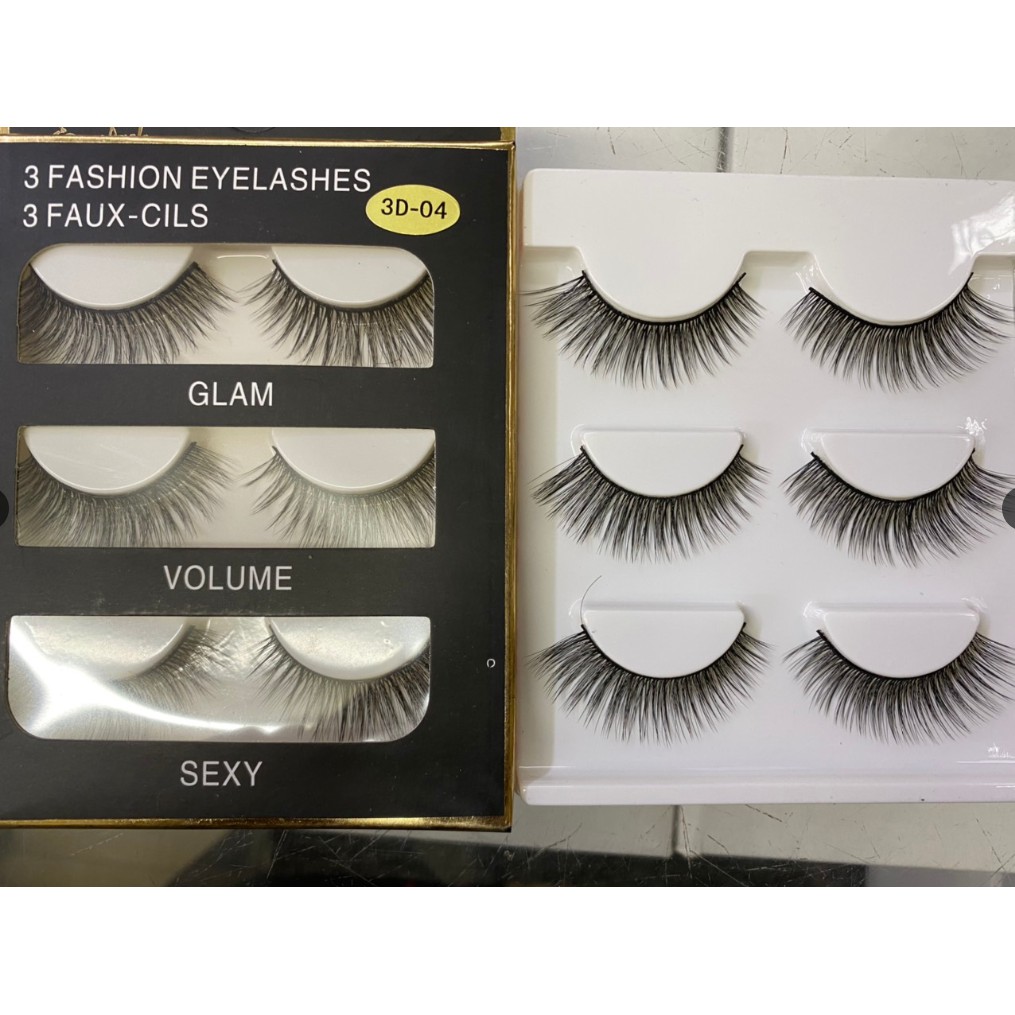 Combo 100 hộp Mi Chồn , Lông Mi Giả Chồn 3D 3PCS 3 Fashion Eyelashes 3 Faux-Cils - bộ 3 cặp