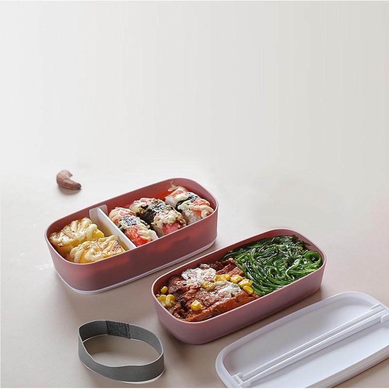 Hộp Cơm Giữ Nhiệt Hai Lớp Bằng Nhựa Dùng Lò Vi Sóng/Hộp Bento/Bộ Hộp Đựng Thức Ăn/Hộp Cơm Trưa Sinh Viên Kiểu Nhật Bản Flowerdance