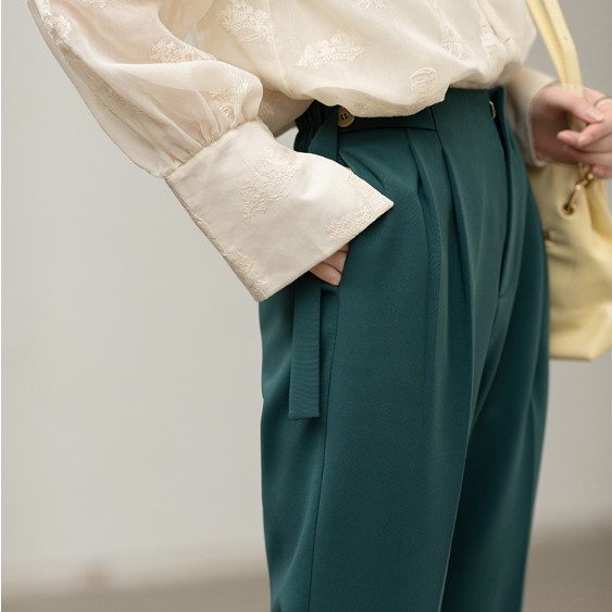 Quần Baggy Cạp Cao Phối Đai Dây Một Phần Phong Cách Ulzzang Cho Nữ Chất Vải Chéo Thái Mịn Loại 1, Q02-Kila fashions.vn
