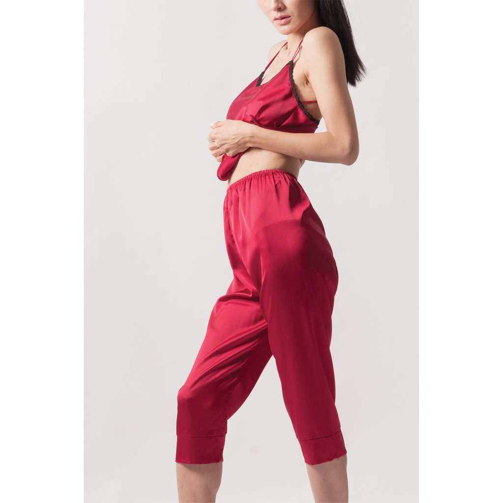 Quần ngủ lửng Lụa Satin Silk lưng thun mỏng Goûttobed